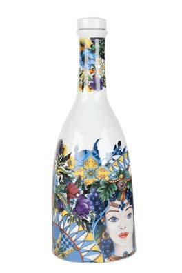 Baci Milano - B&R Milano porseleinen fles met dop D10.5cm x H29,5cm - ocean tinten-0
